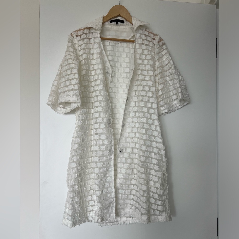 Sheer textured button down dress